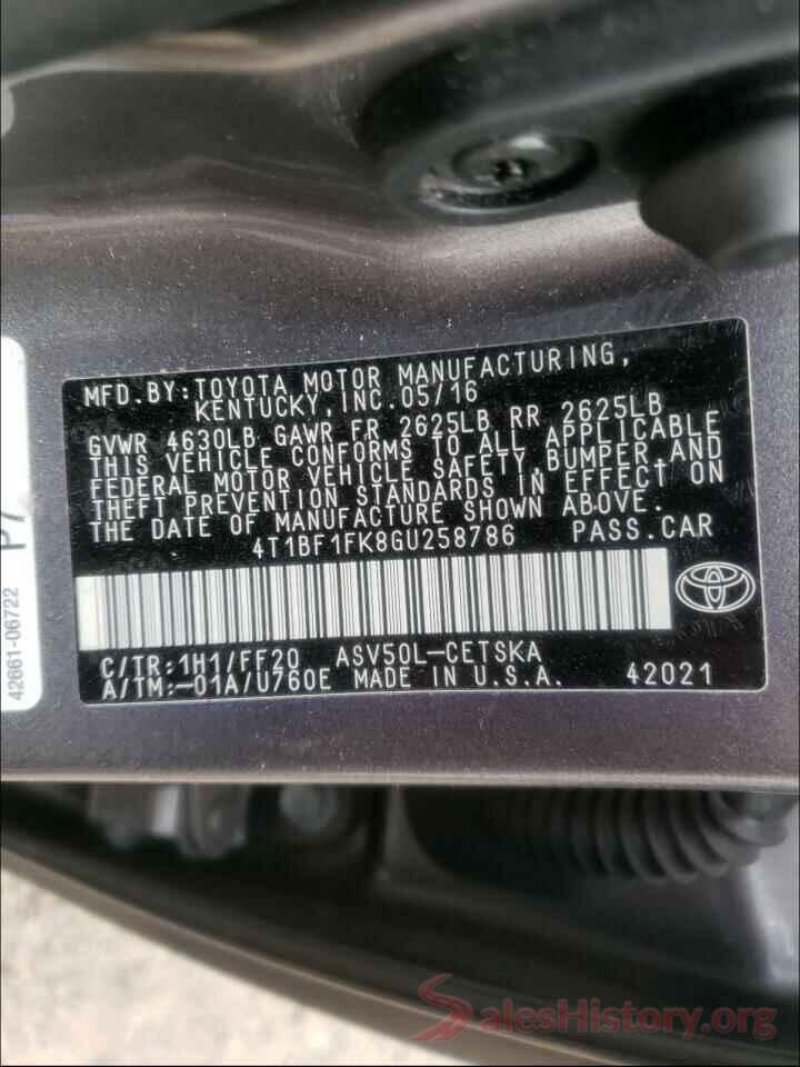 4T1BF1FK8GU258786 2016 TOYOTA CAMRY