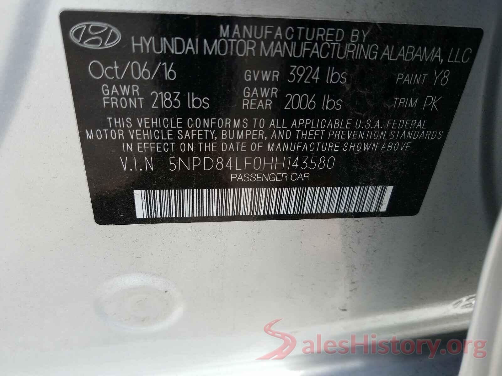 5NPD84LF0HH143580 2017 HYUNDAI ELANTRA