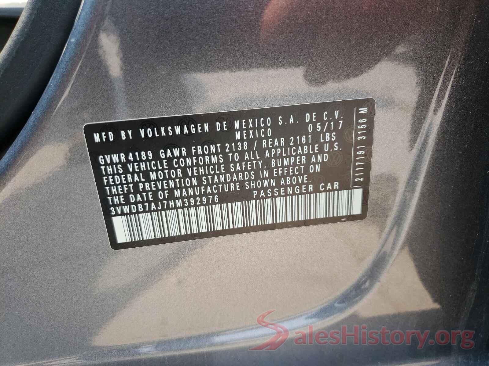 3VWDB7AJ7HM392976 2017 VOLKSWAGEN JETTA