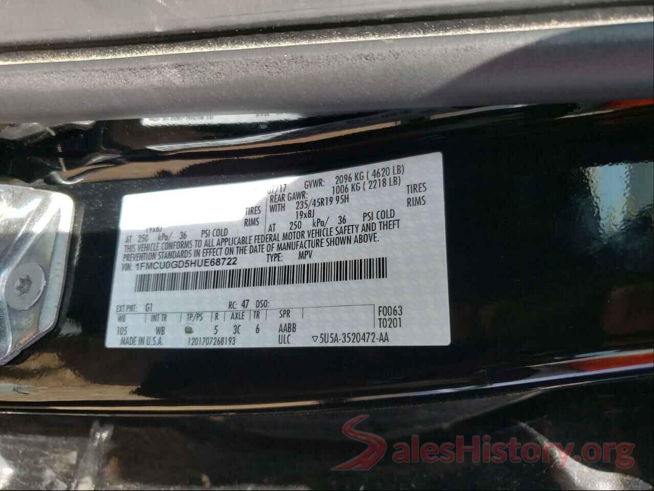 1FMCU0GD5HUE68722 2017 FORD ESCAPE