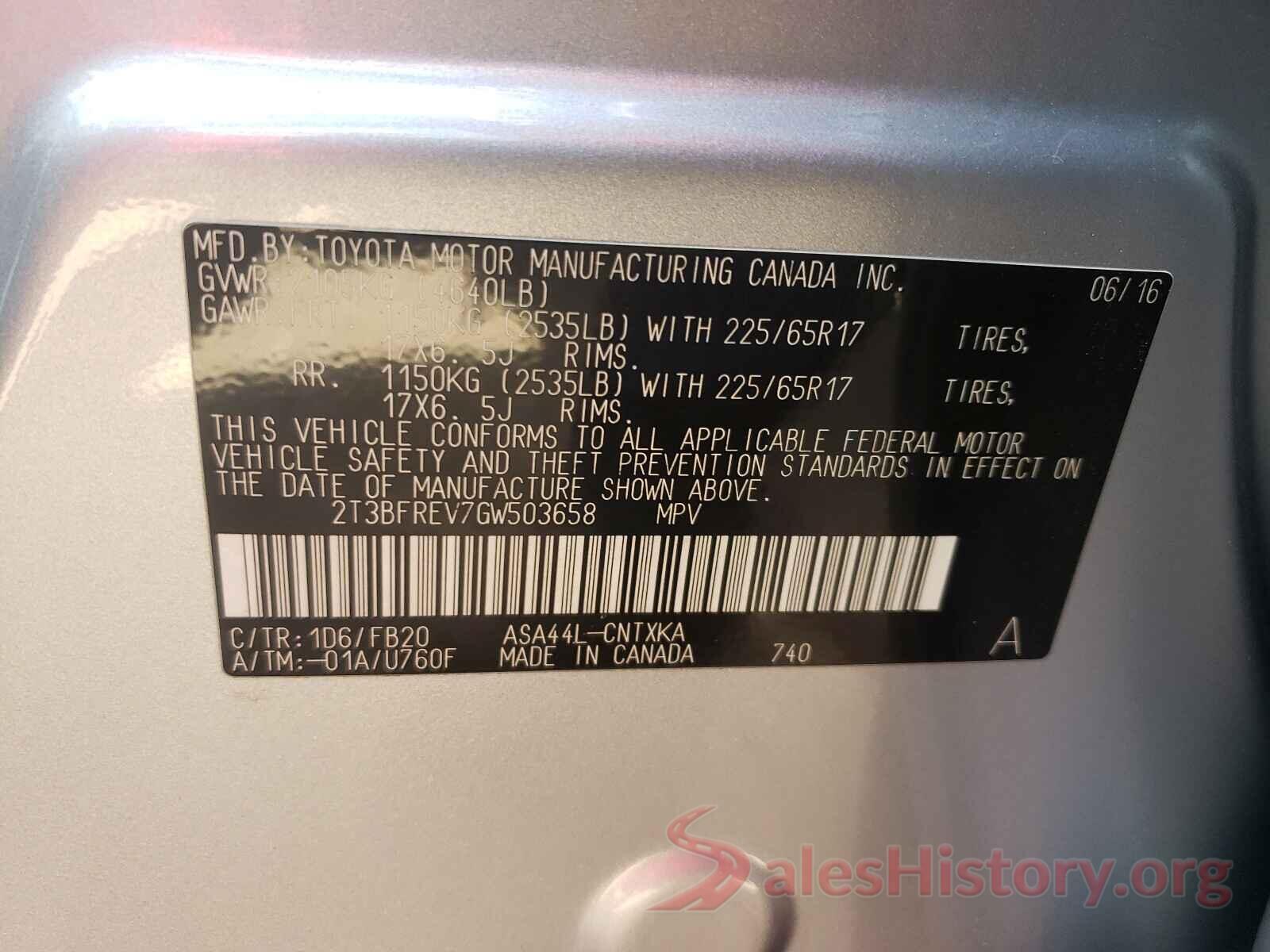 2T3BFREV7GW503658 2016 TOYOTA RAV4