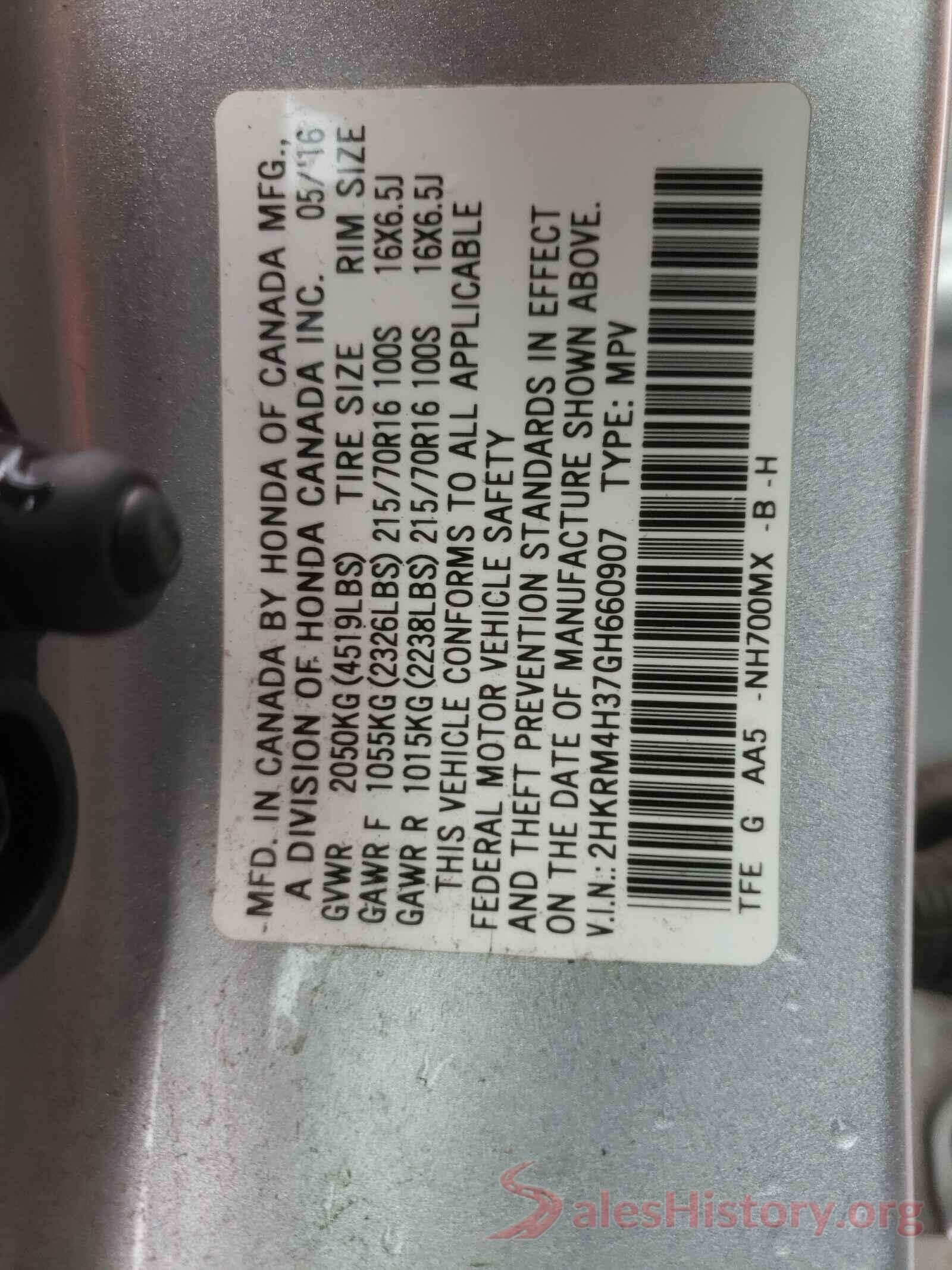 2HKRM4H37GH660907 2016 HONDA CRV