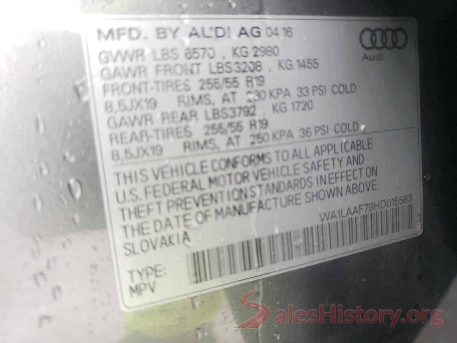 WA1LAAF79HD015583 2017 AUDI Q7