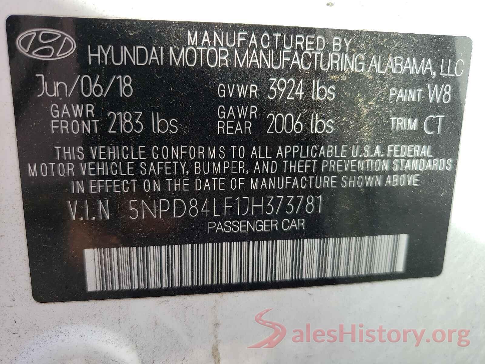 5NPD84LF1JH373781 2018 HYUNDAI ELANTRA