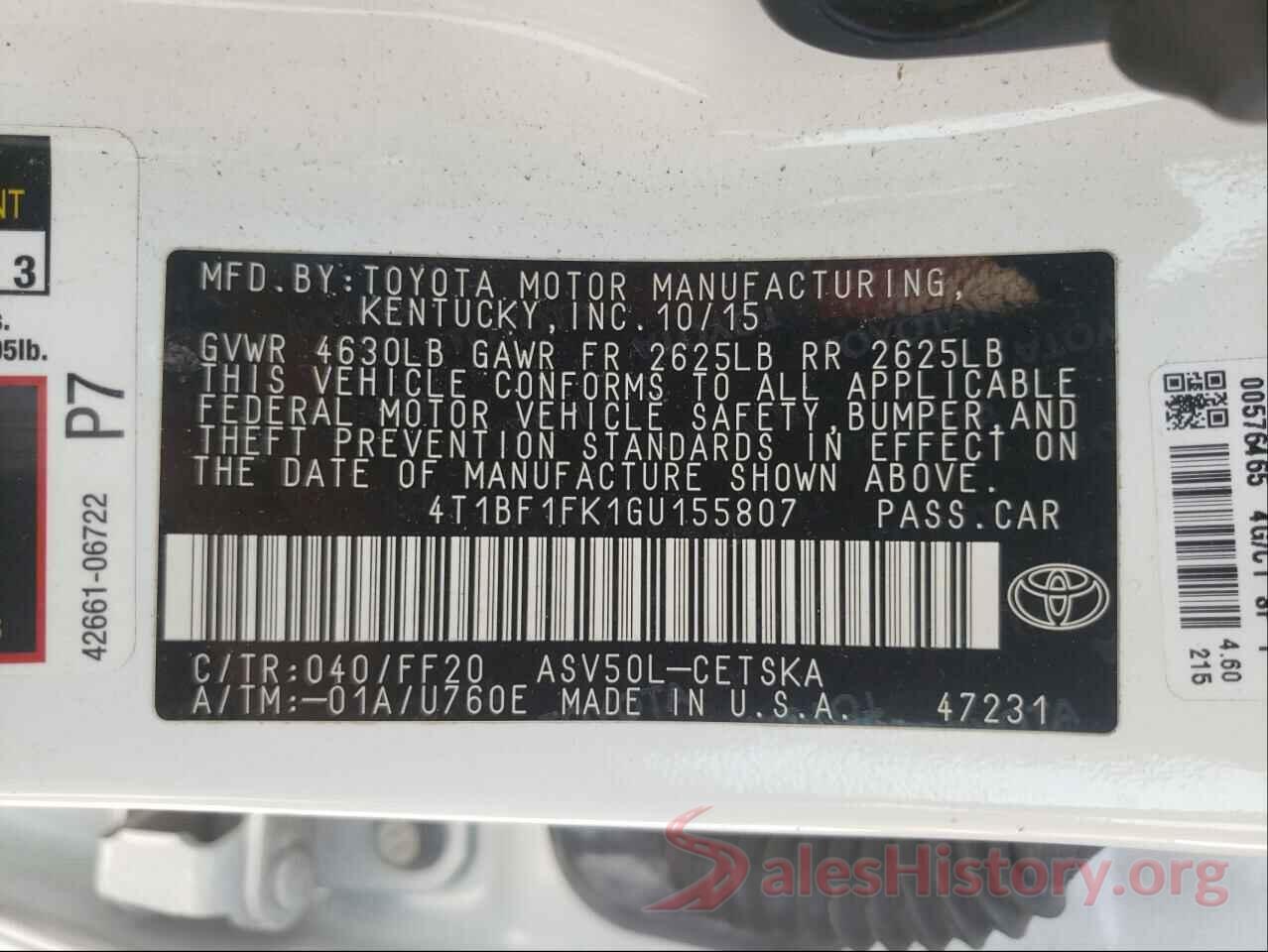 4T1BF1FK1GU155807 2016 TOYOTA CAMRY