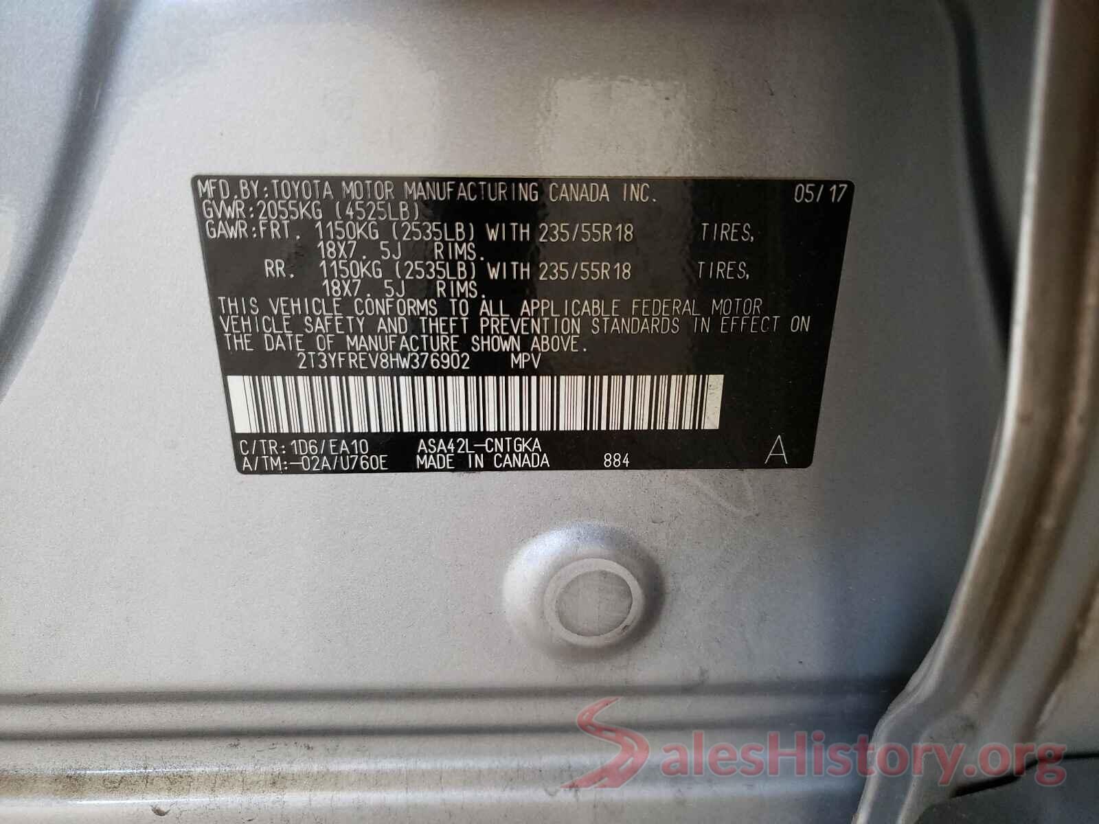 2T3YFREV8HW376902 2017 TOYOTA RAV4