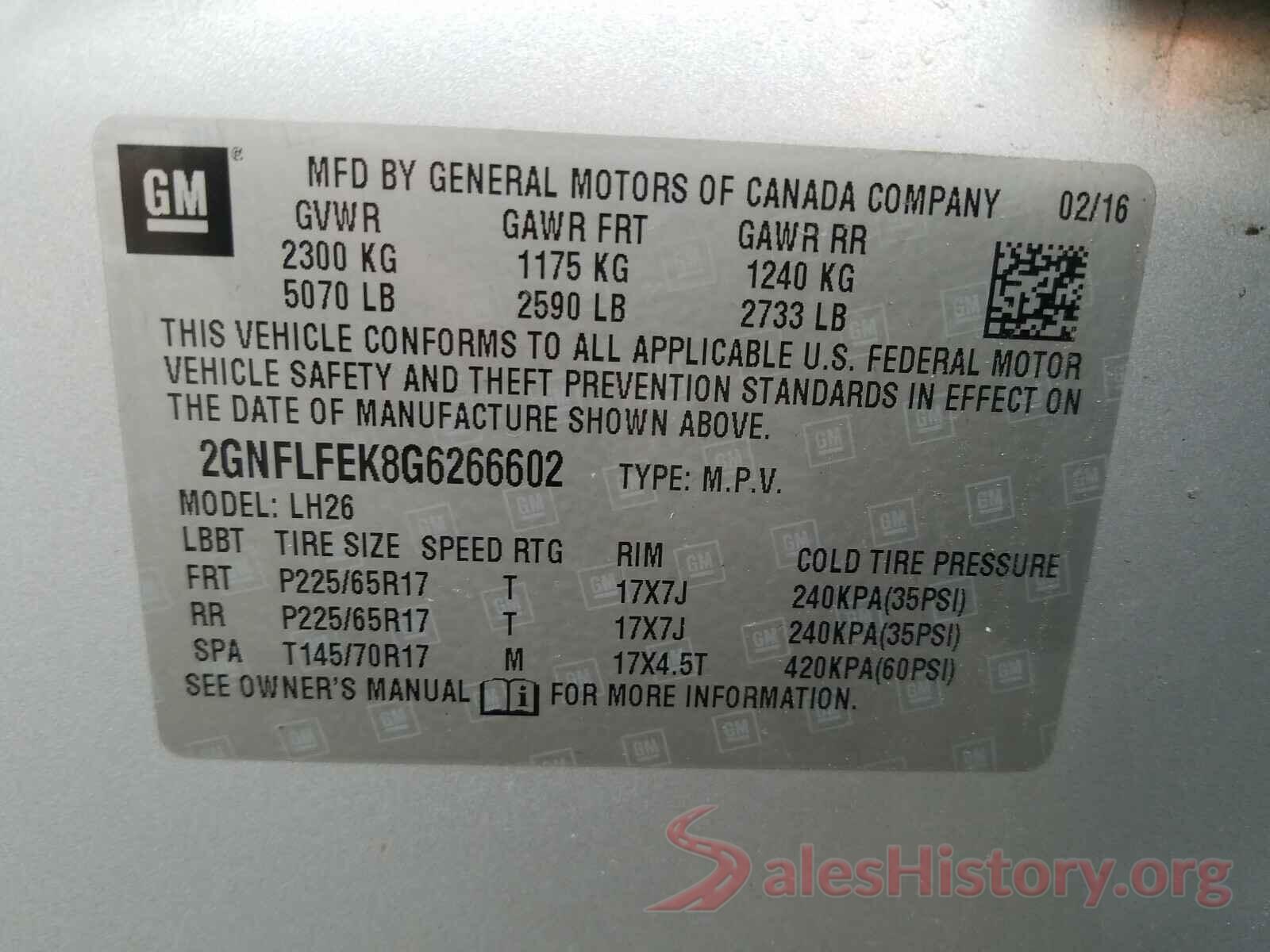 2GNFLFEK8G6266602 2016 CHEVROLET EQUINOX