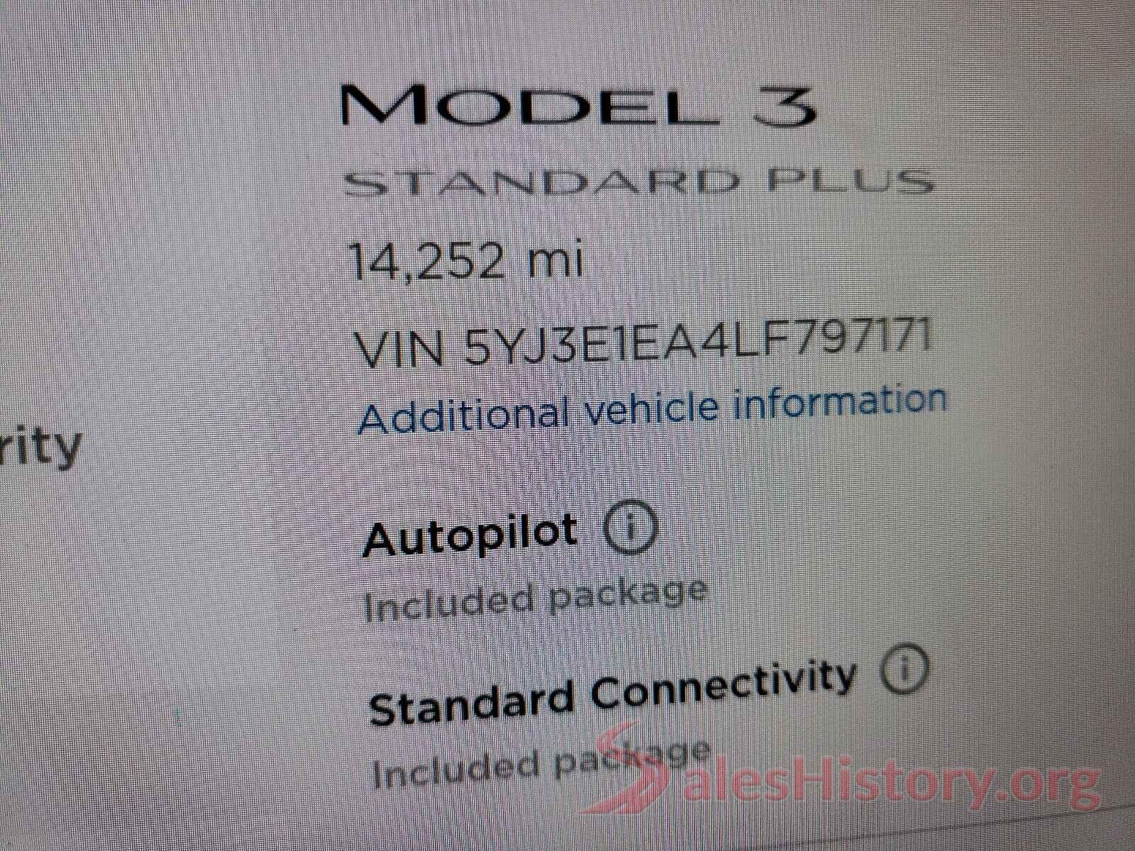 5YJ3E1EA4LF797171 2020 TESLA MODEL 3