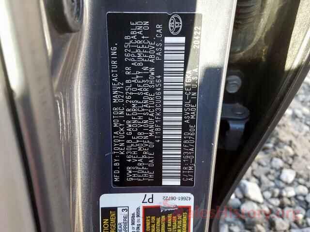 4T1BF1FK3CU064564 2012 TOYOTA CAMRY BASE