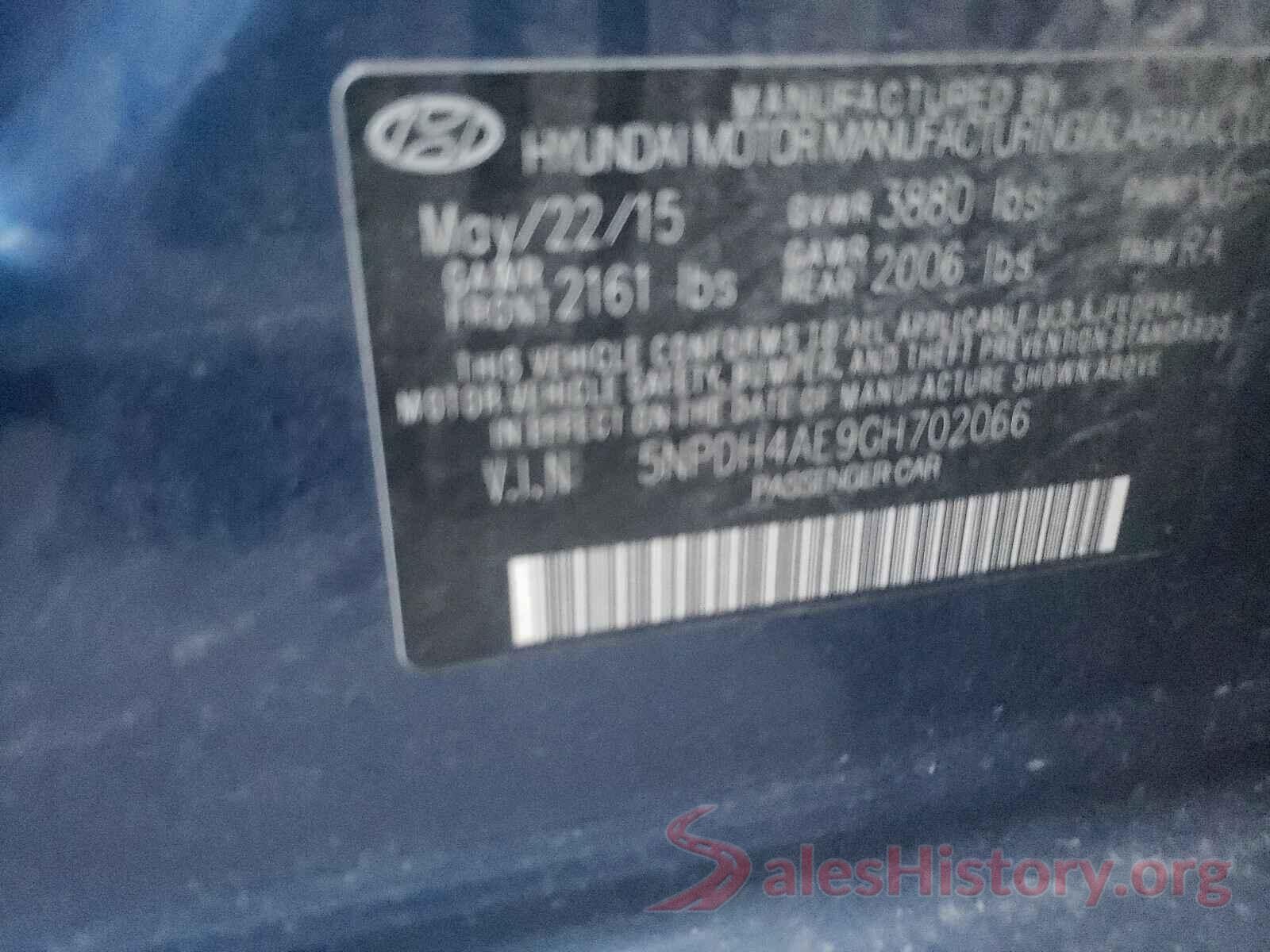 5NPDH4AE9GH702066 2016 HYUNDAI ELANTRA