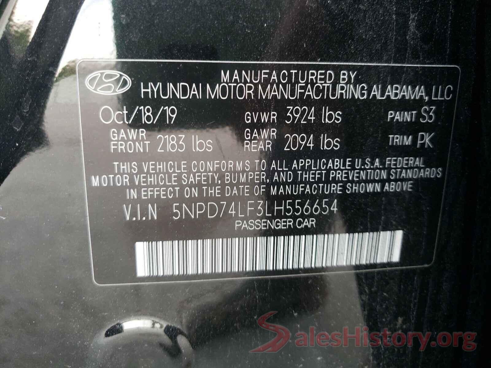 5NPD74LF3LH556654 2020 HYUNDAI ELANTRA