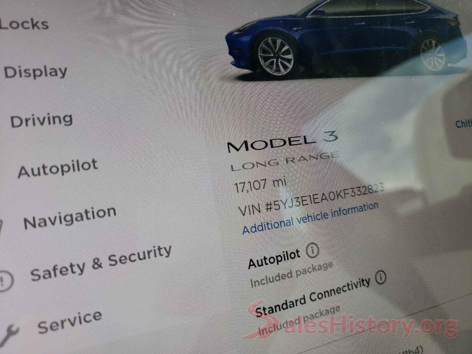 5YJ3E1EA0KF332823 2019 TESLA MODEL 3