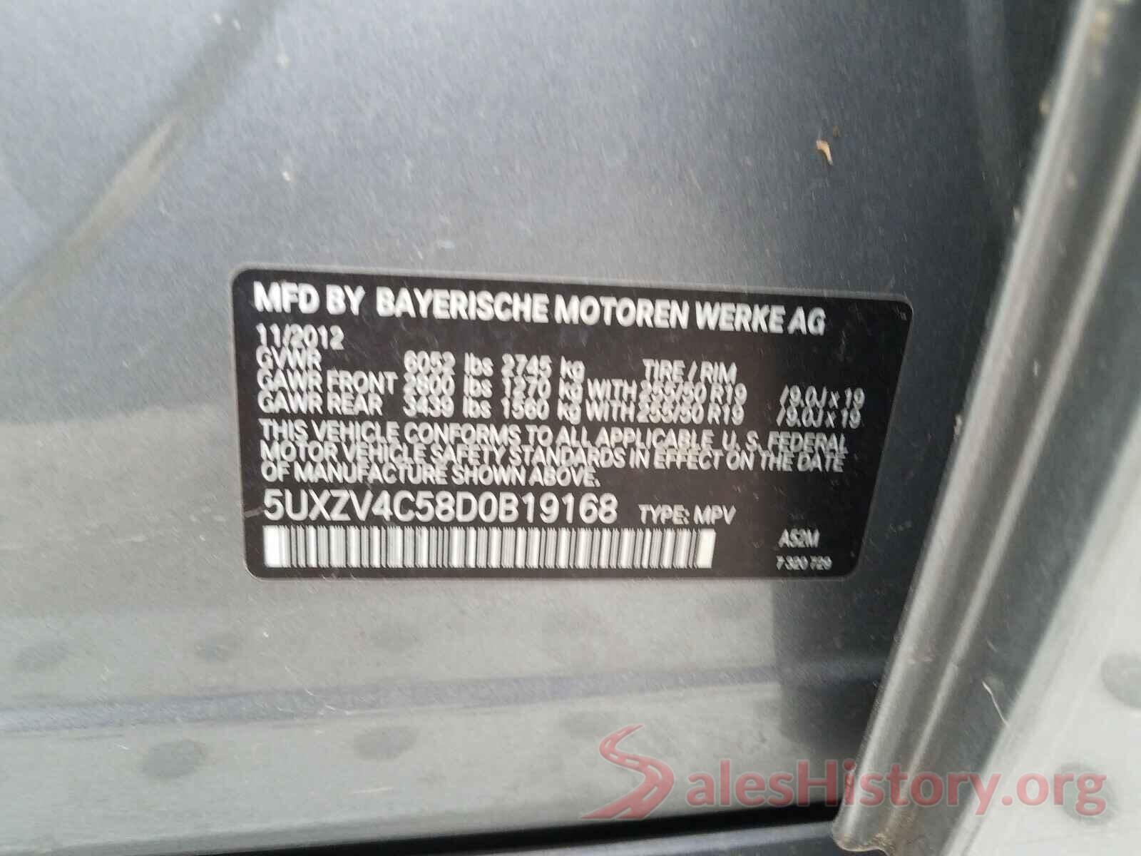 5UXZV4C58D0B19168 2013 BMW X5