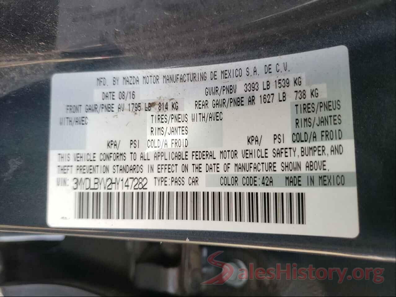 3MYDLBYV2HY147282 2017 TOYOTA YARIS