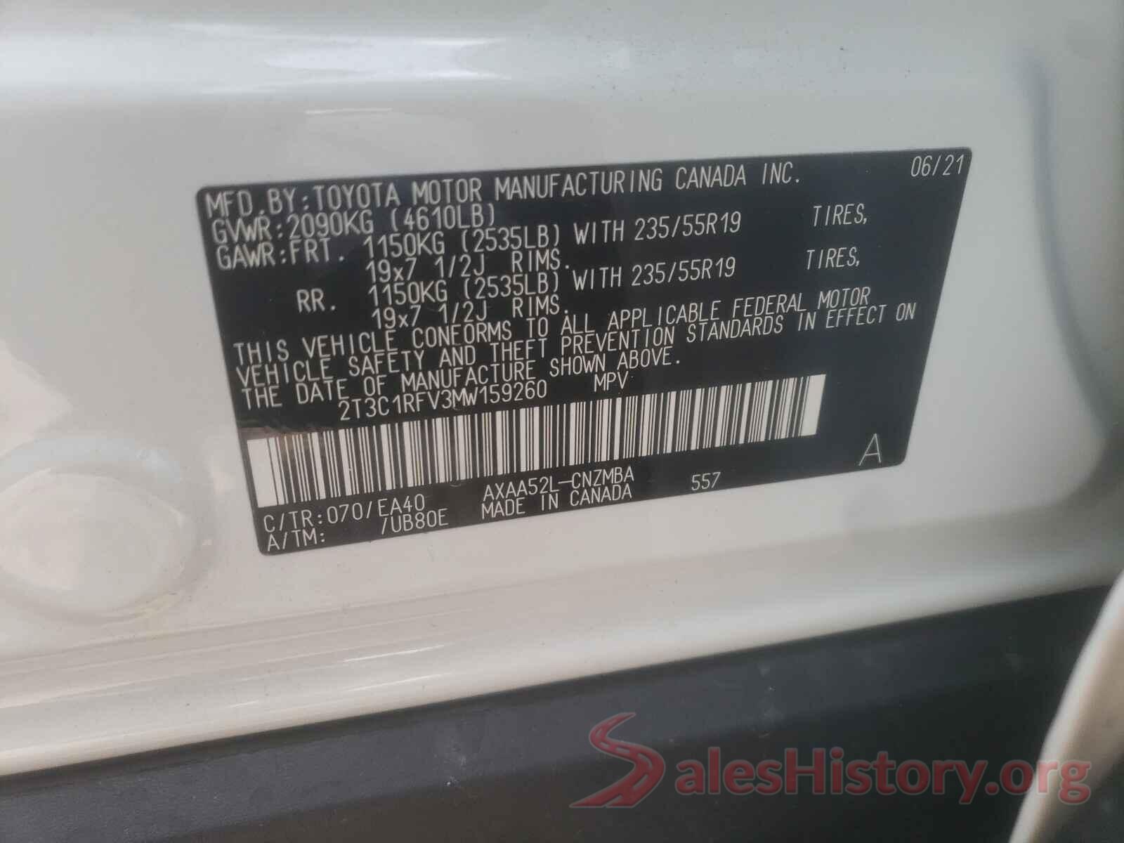 2T3C1RFV3MW159260 2021 TOYOTA RAV4