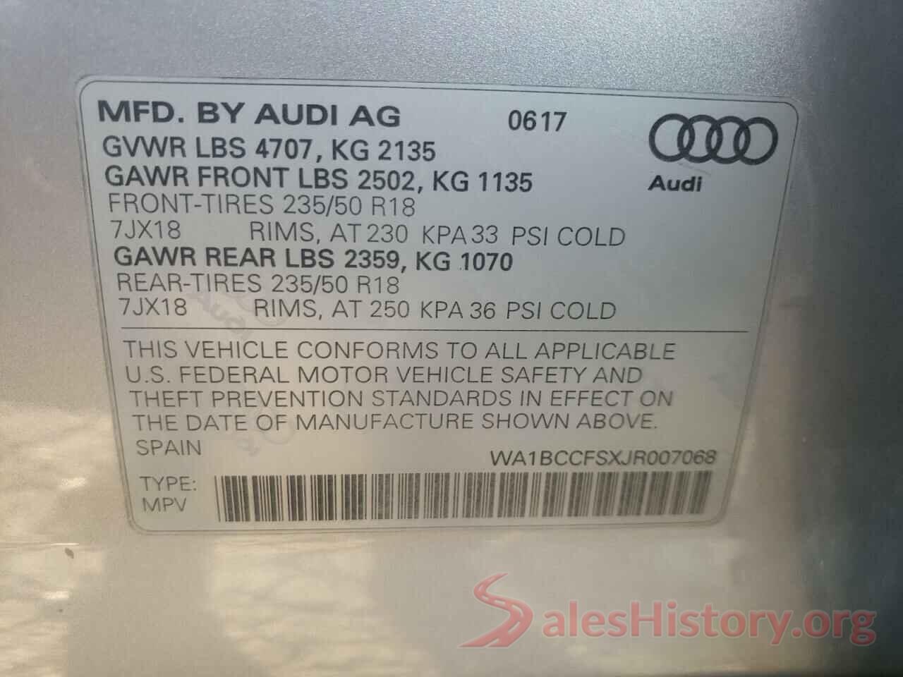 WA1BCCFSXJR007068 2018 AUDI Q3