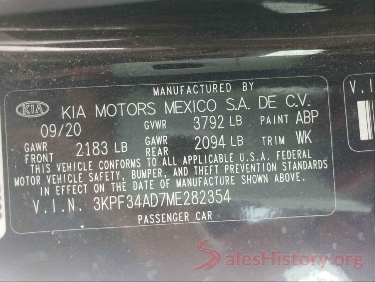 3KPF34AD7ME282354 2021 KIA FORTE