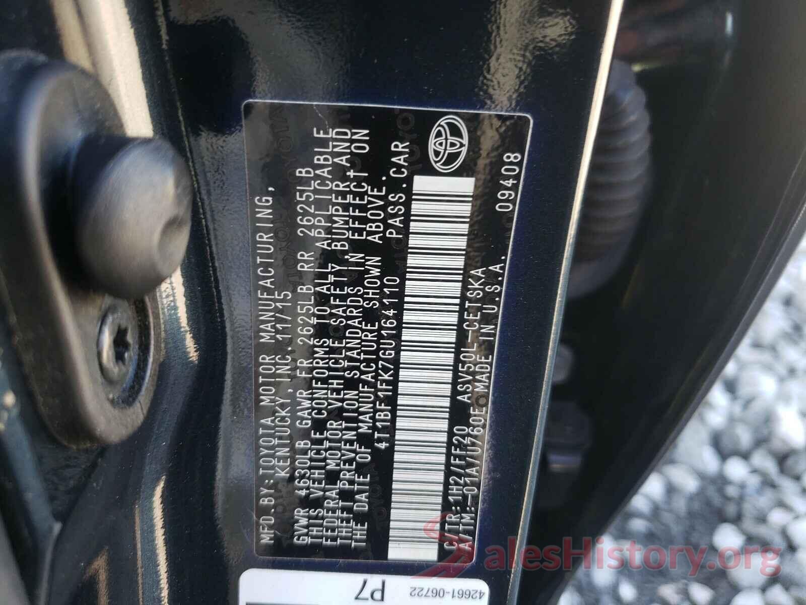 4T1BF1FK7GU164110 2016 TOYOTA CAMRY