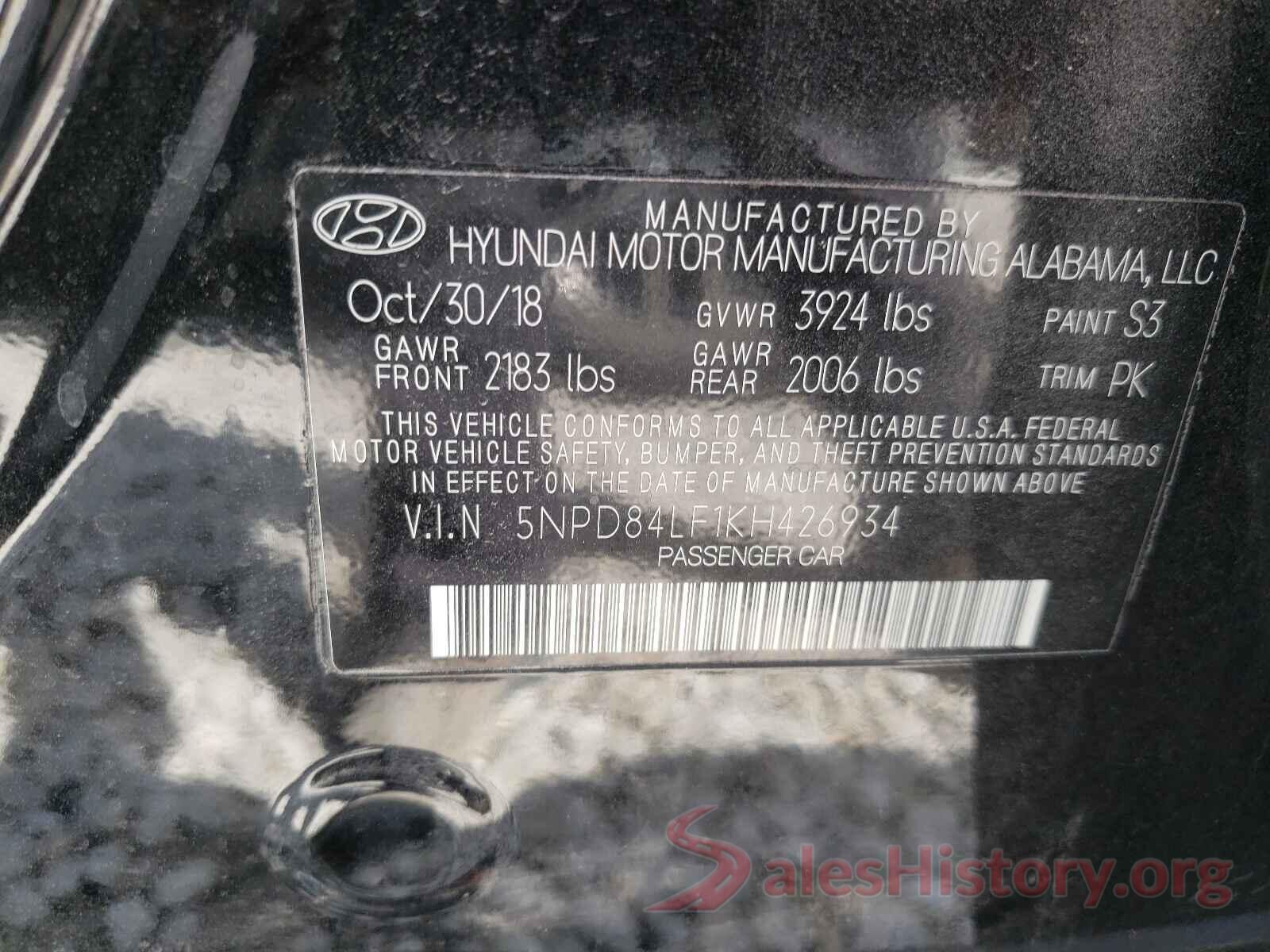 5NPD84LF1KH426934 2019 HYUNDAI ELANTRA