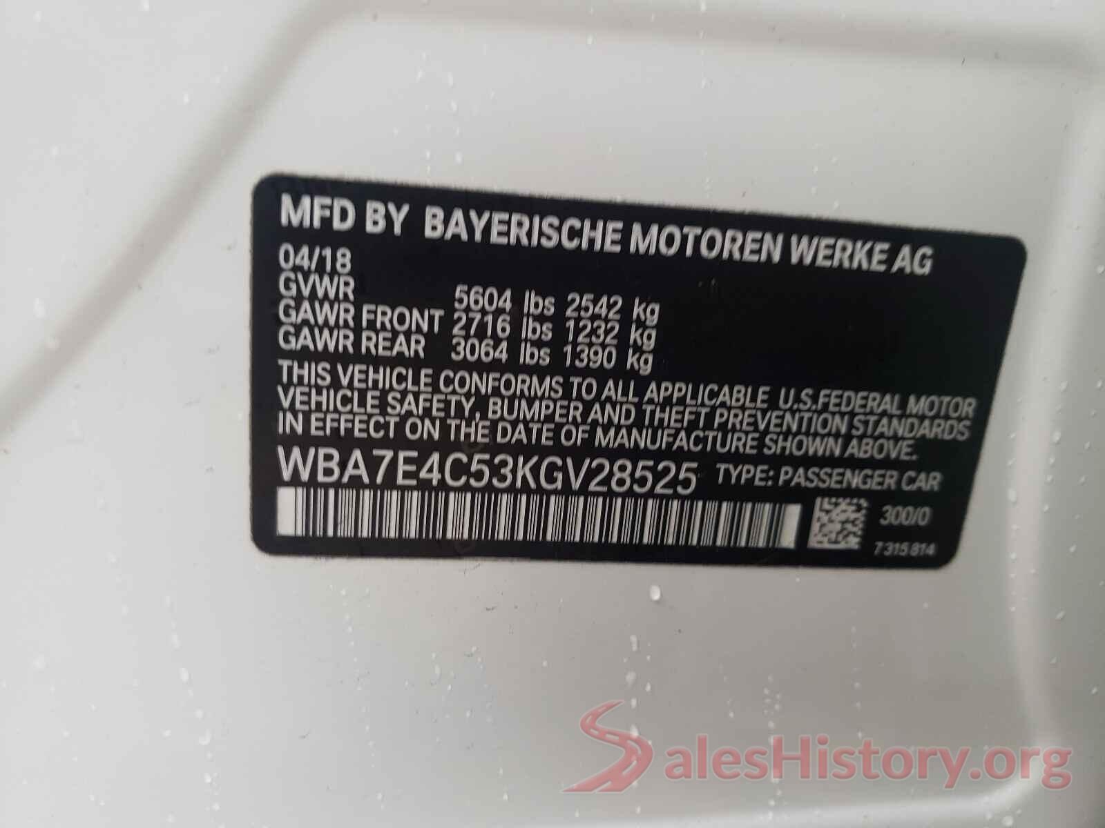 WBA7E4C53KGV28525 2019 BMW 7 SERIES