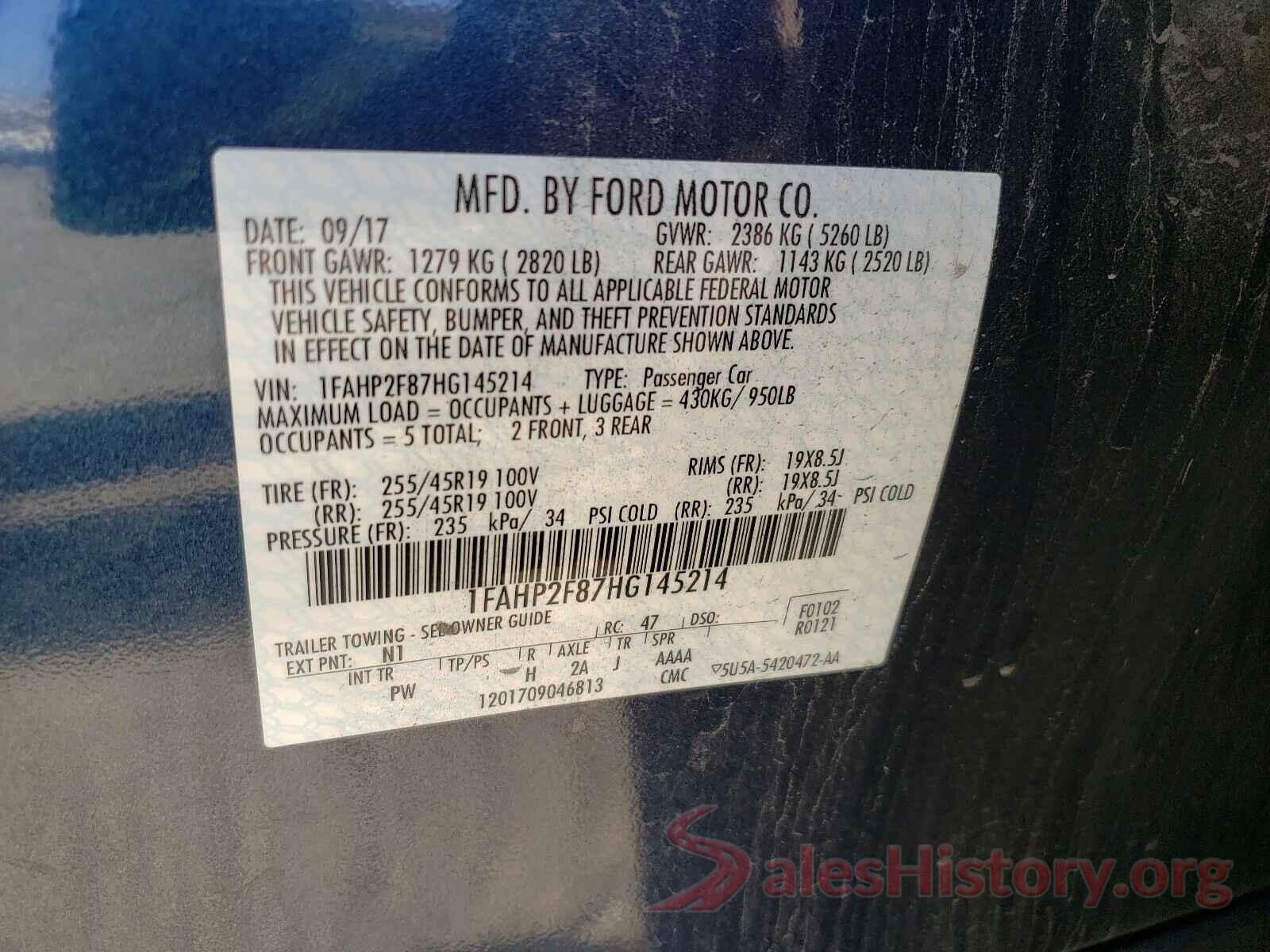 1FAHP2F87HG145214 2017 FORD TAURUS