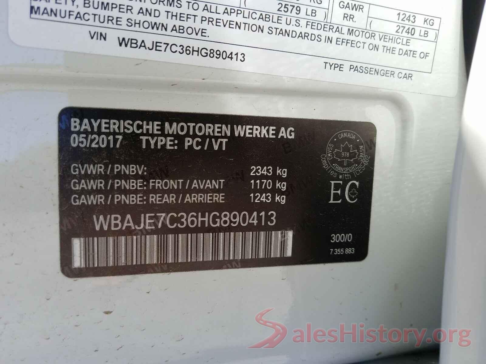 WBAJE7C36HG890413 2017 BMW 5 SERIES