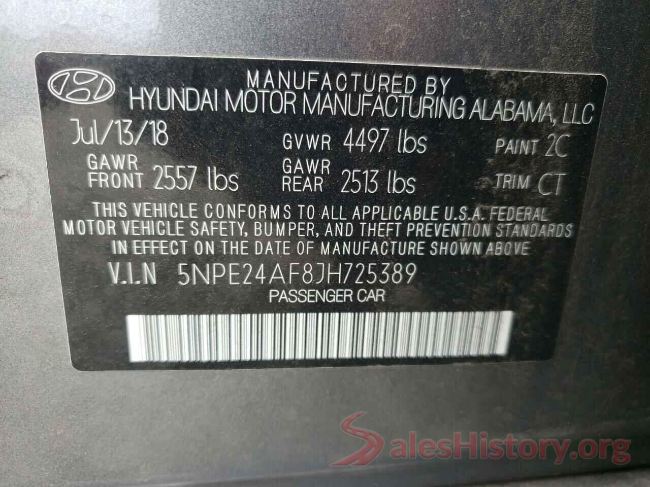 5NPE24AF8JH725389 2018 HYUNDAI SONATA