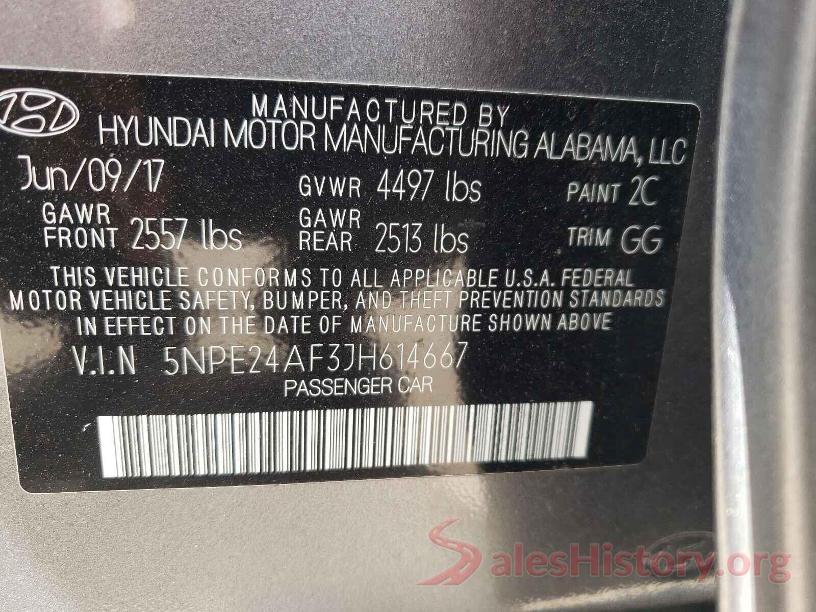 5NPE24AF3JH614667 2018 HYUNDAI SONATA