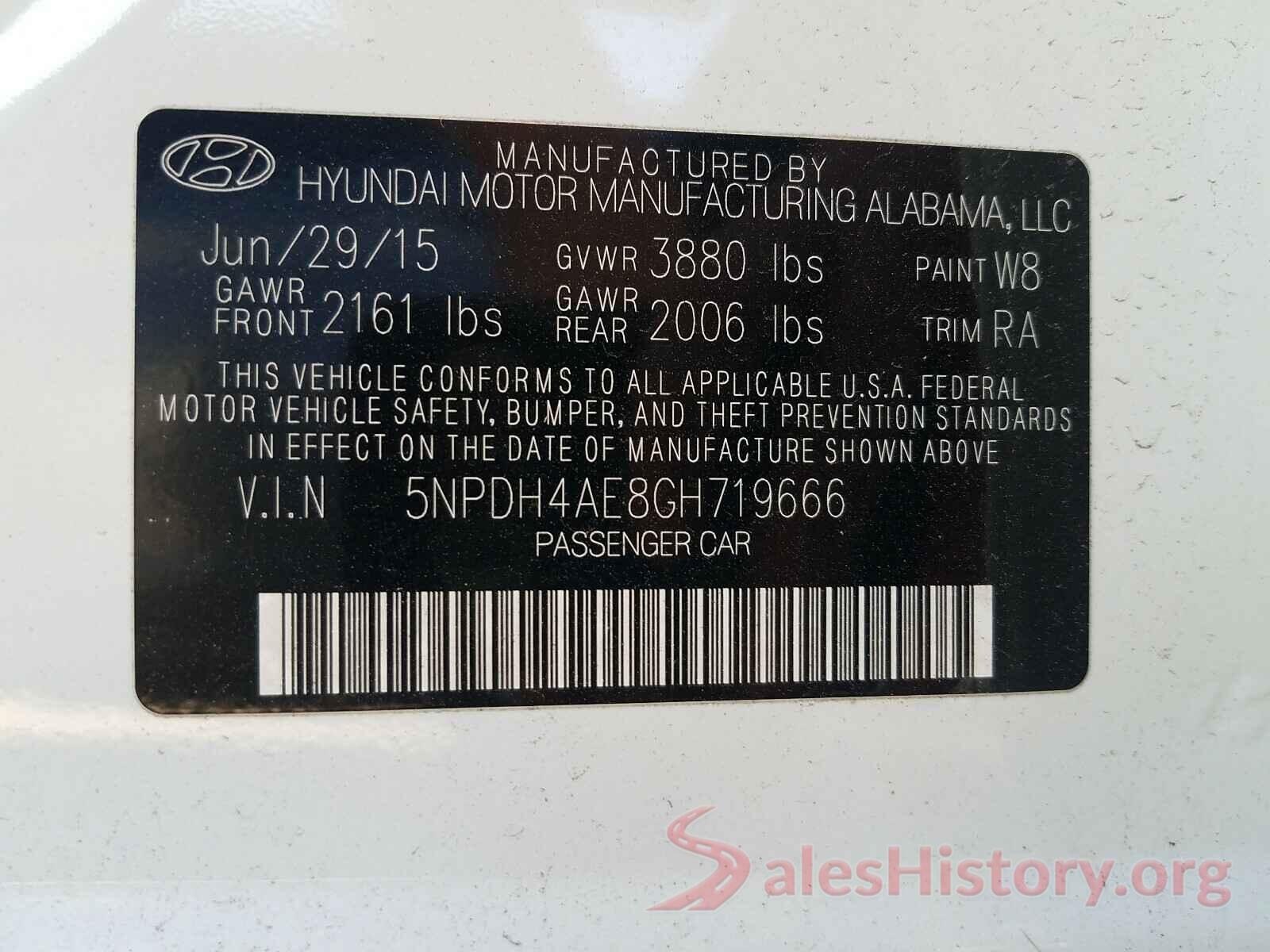 5NPDH4AE8GH719666 2016 HYUNDAI ELANTRA