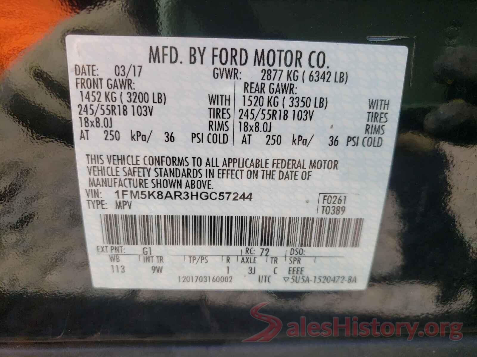 1FM5K8AR3HGC57244 2017 FORD EXPLORER