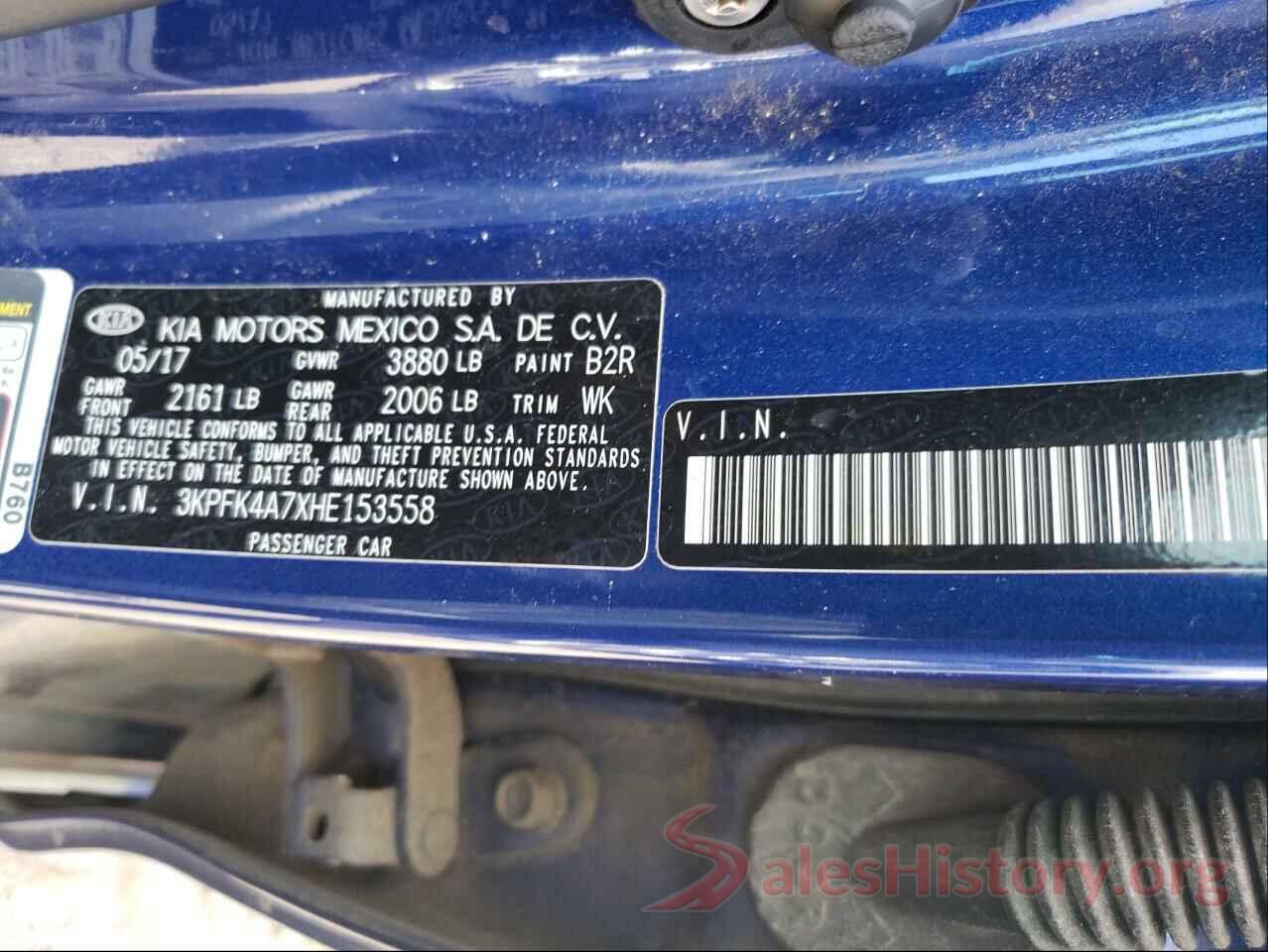 3KPFK4A7XHE153558 2017 KIA FORTE