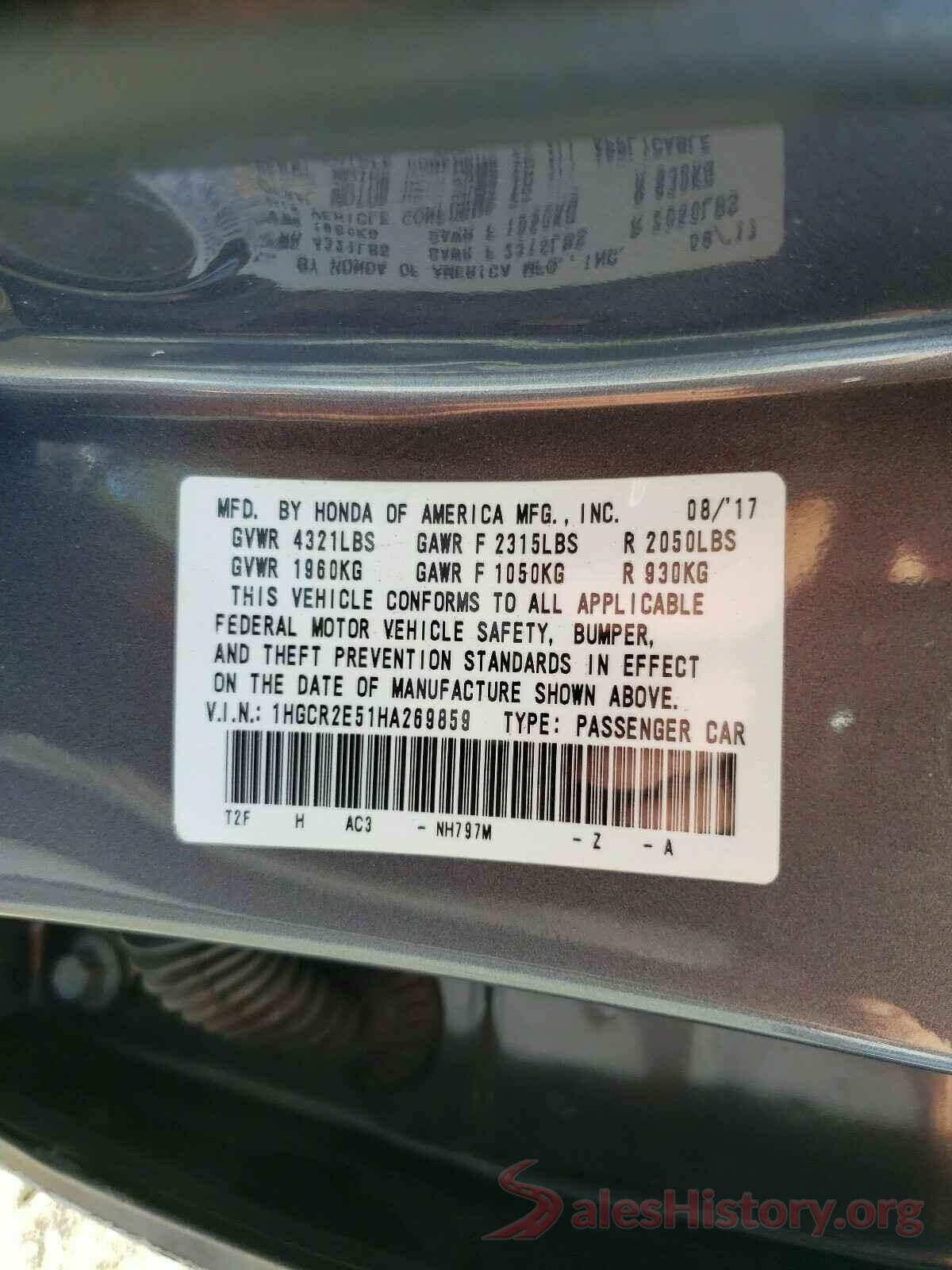 1HGCR2E51HA269859 2017 HONDA ACCORD