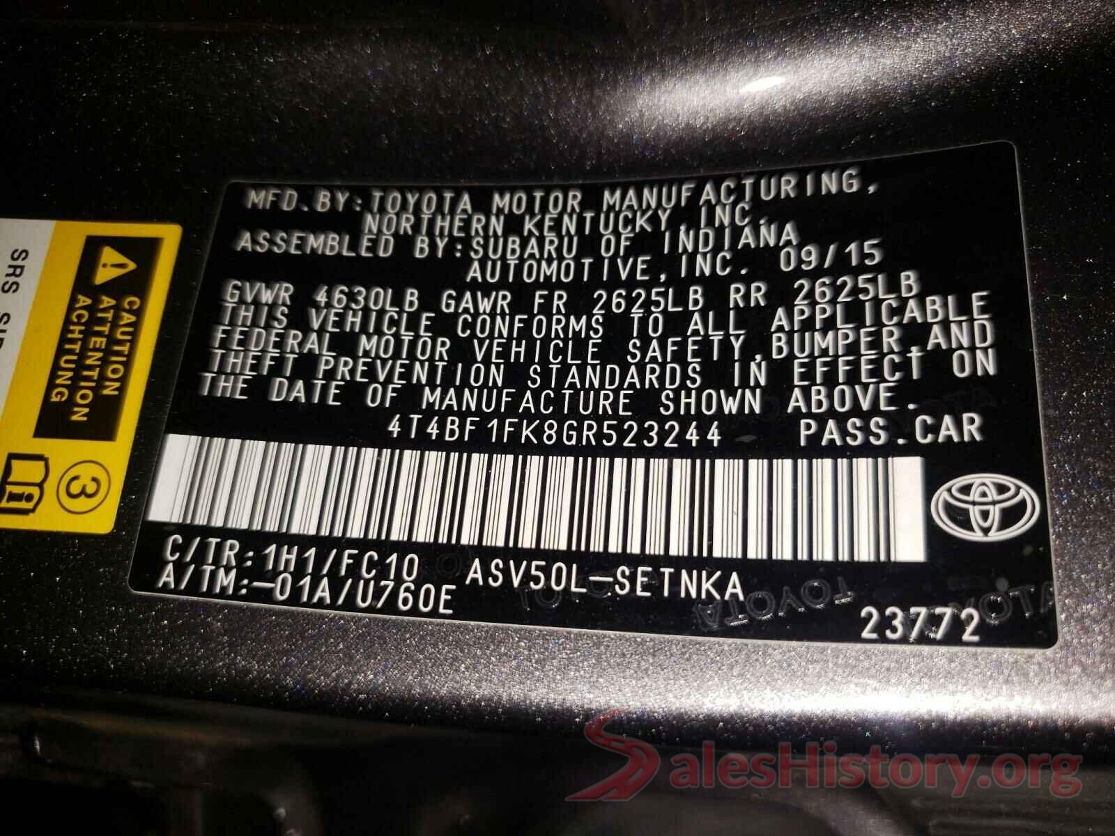 4T4BF1FK8GR523244 2016 TOYOTA CAMRY