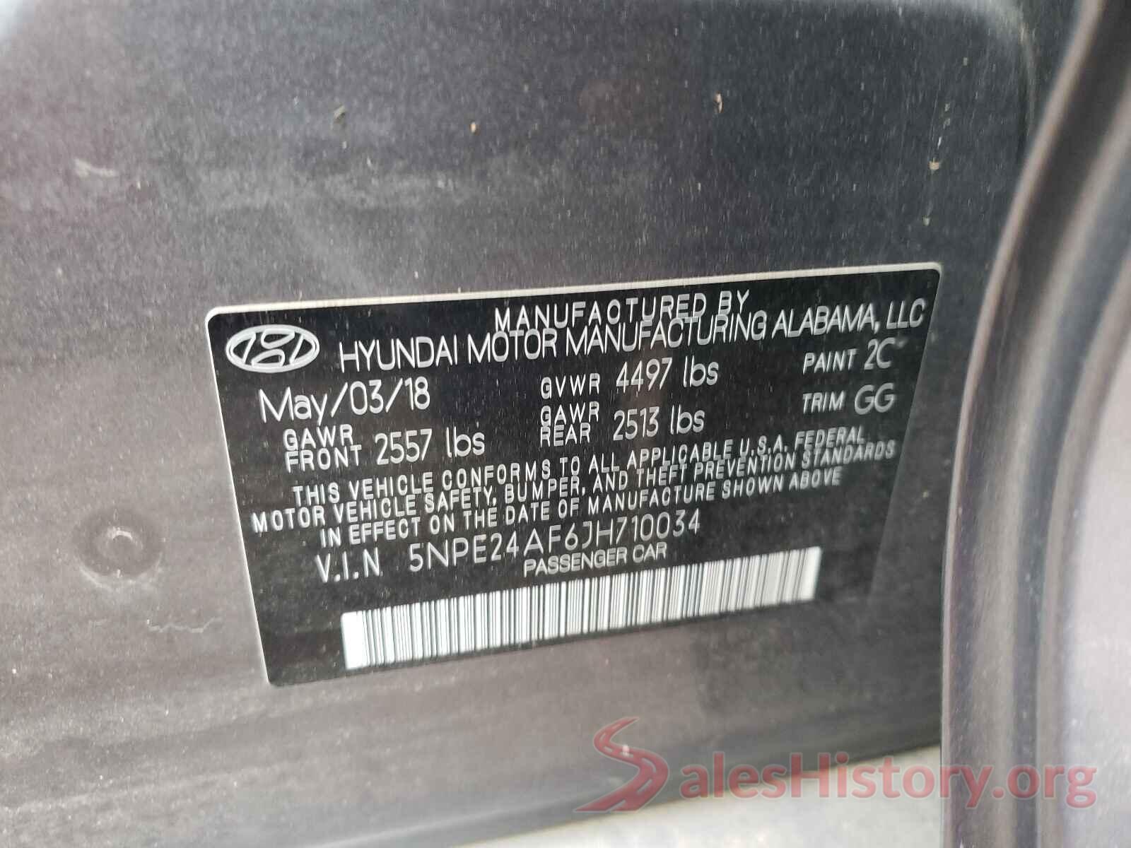 5NPE24AF6JH710034 2018 HYUNDAI SONATA