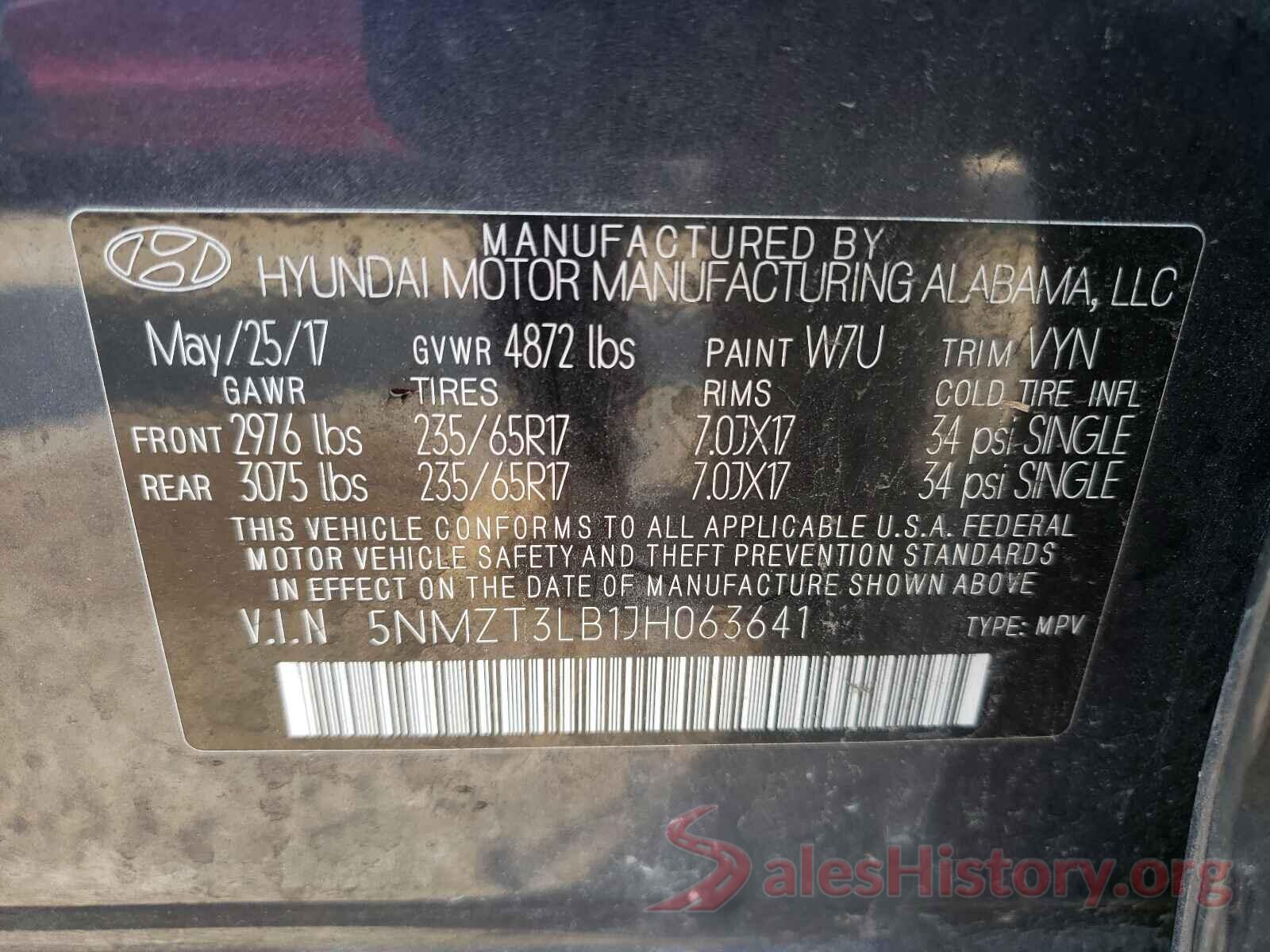 5NMZT3LB1JH063641 2018 HYUNDAI SANTA FE