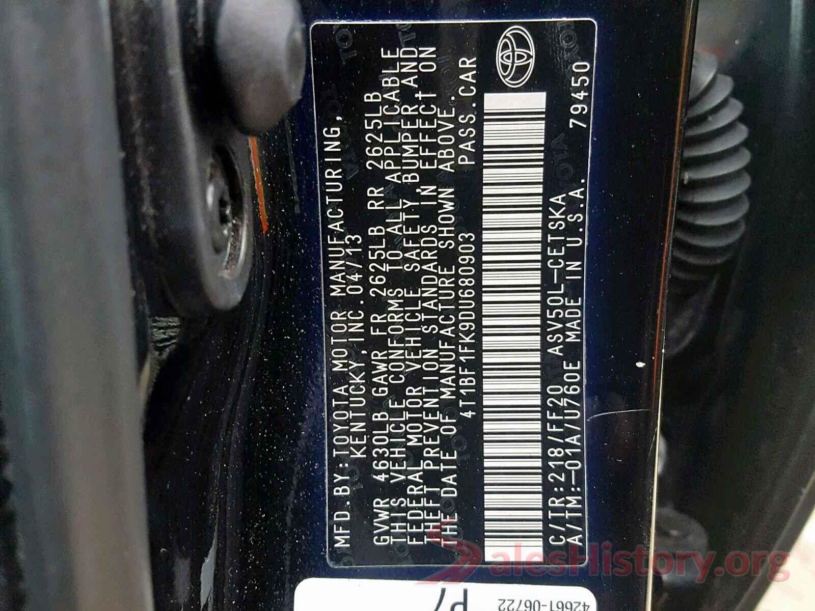 4T1BF1FK9DU680903 2013 TOYOTA CAMRY