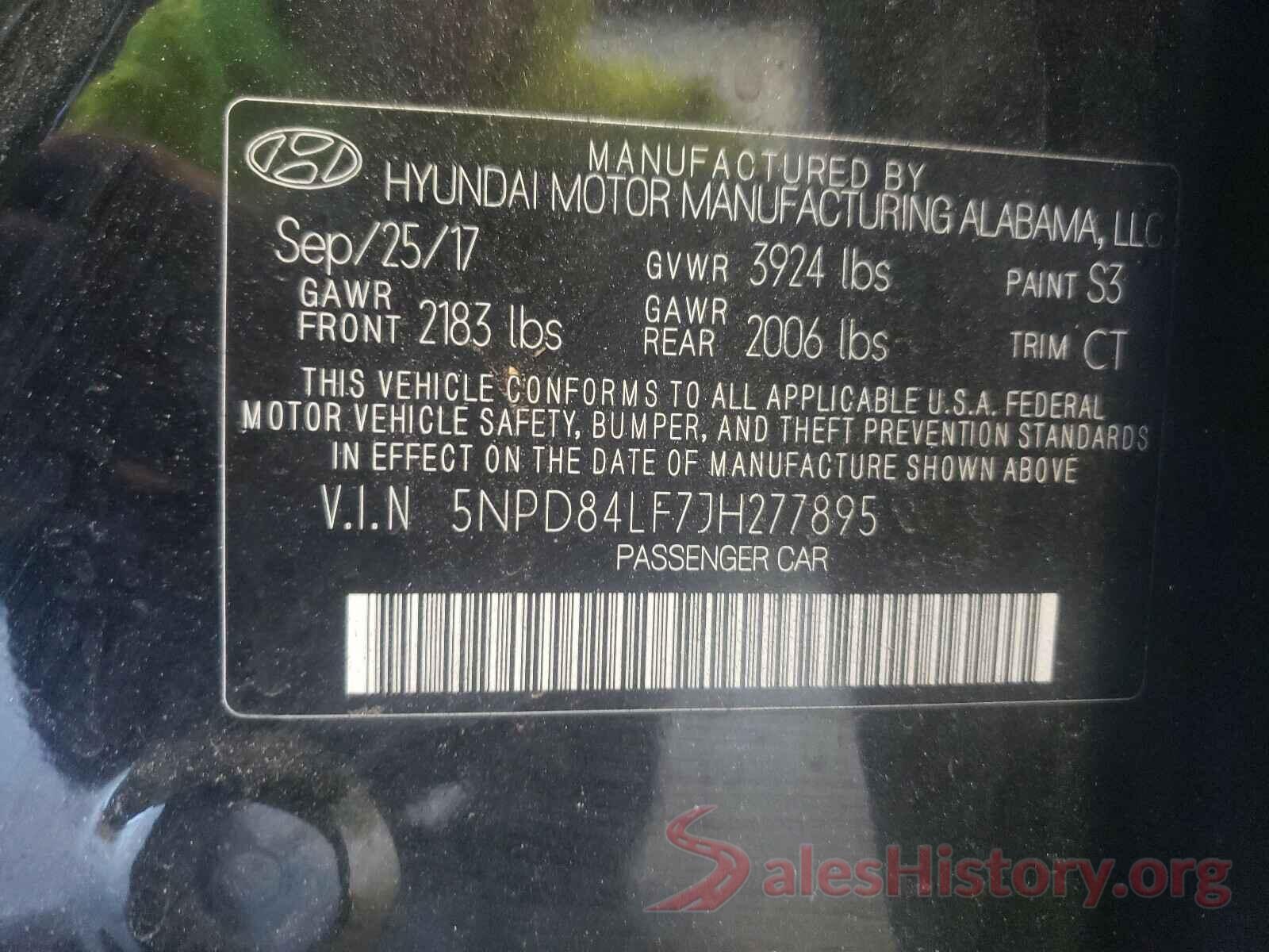 5NPD84LF7JH277895 2018 HYUNDAI ELANTRA