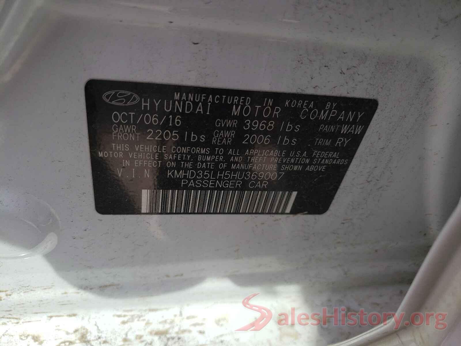 KMHD35LH5HU369007 2017 HYUNDAI ELANTRA