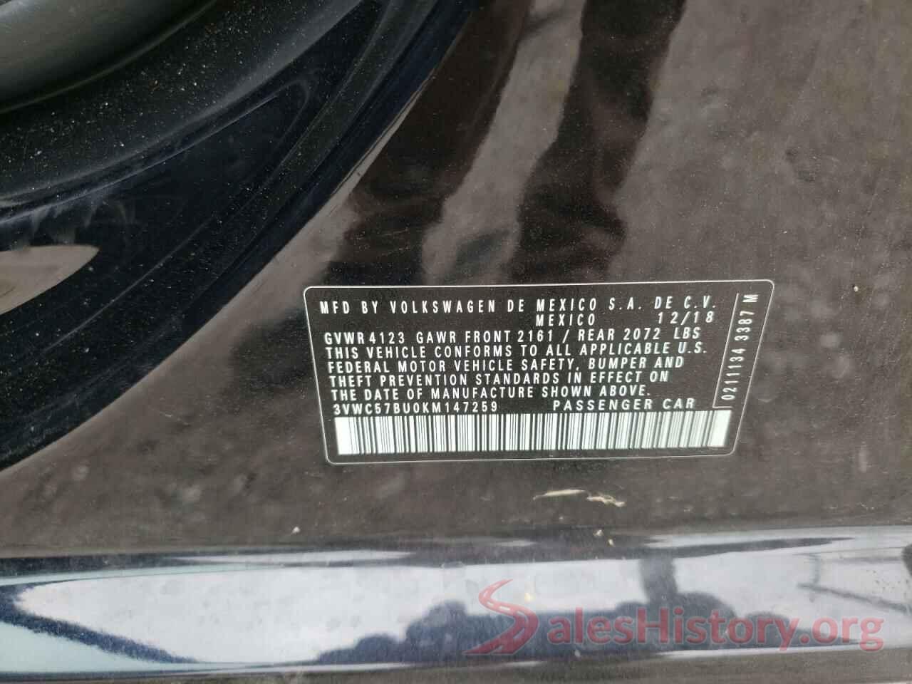 3VWC57BU0KM147259 2019 VOLKSWAGEN JETTA