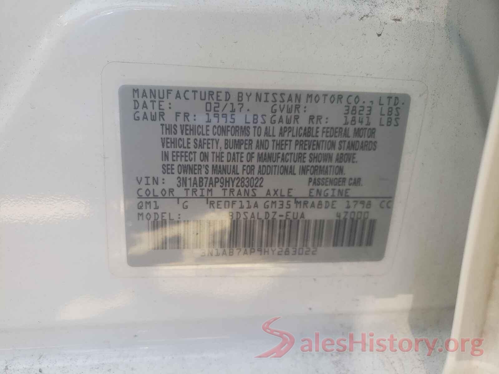 3N1AB7AP9HY283022 2017 NISSAN SENTRA