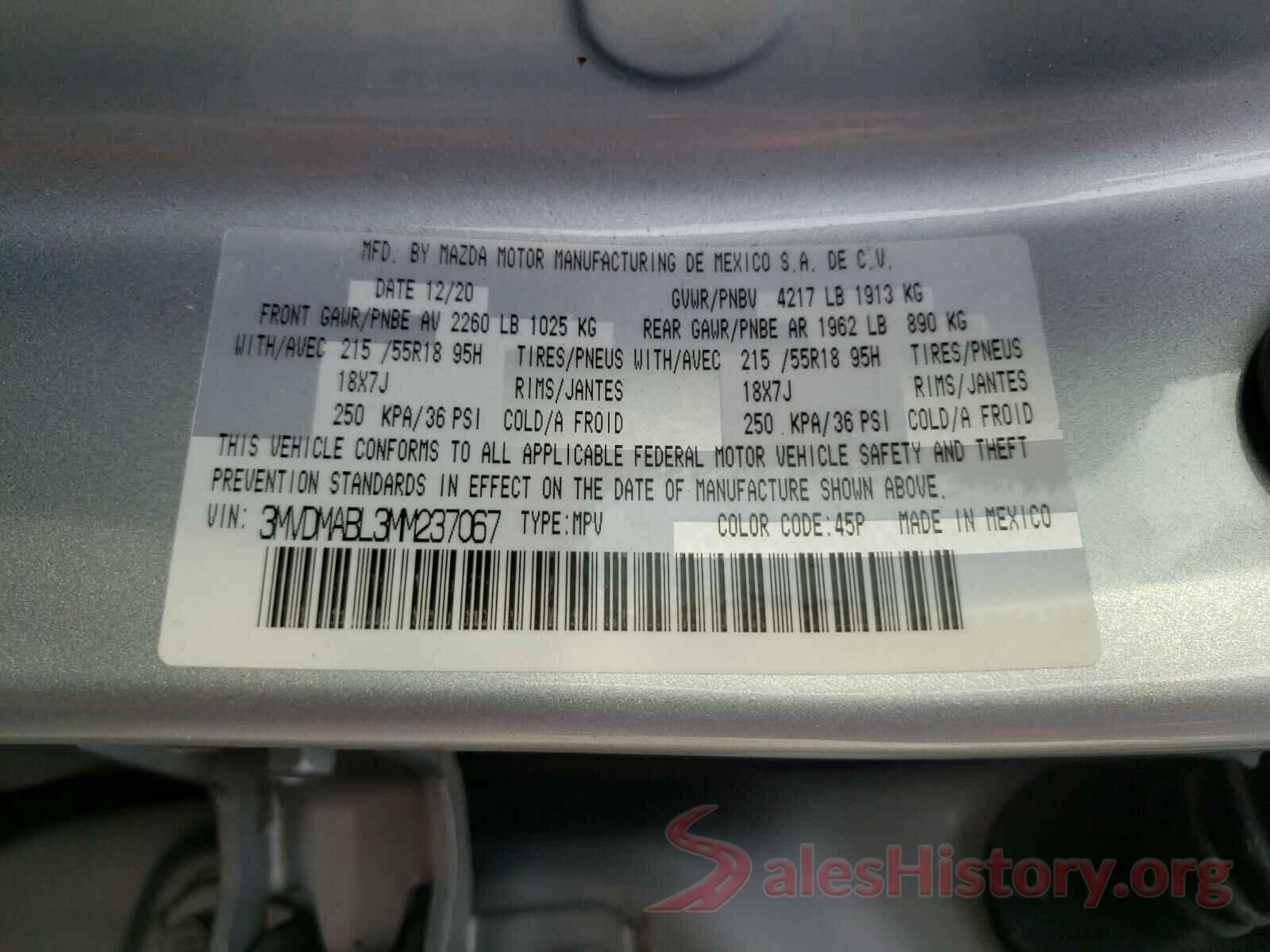 3MVDMABL3MM237067 2021 MAZDA CX30