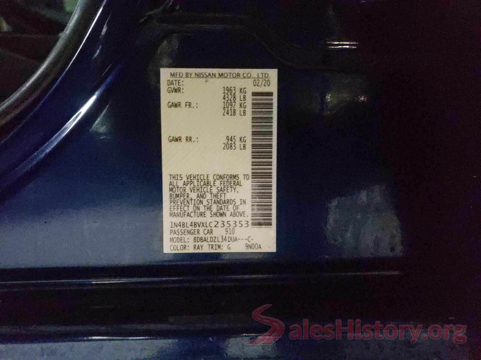 1N4BL4BVXLC235353 2020 NISSAN ALTIMA