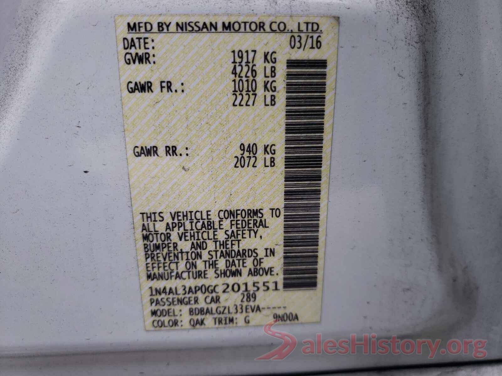 1N4AL3AP0GC201551 2016 NISSAN ALTIMA