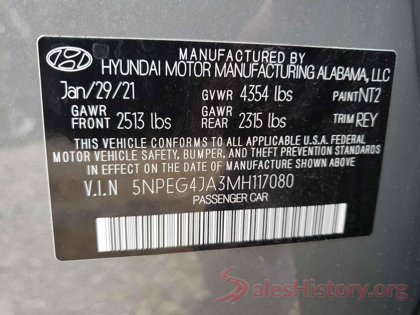 5NPEG4JA3MH117080 2021 HYUNDAI SONATA