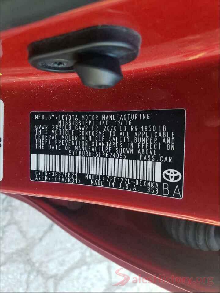 5YFBURHE5HP624055 2017 TOYOTA COROLLA