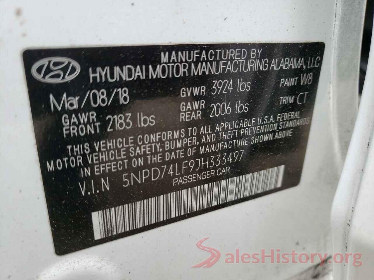 5NPD74LF9JH333497 2018 HYUNDAI ELANTRA