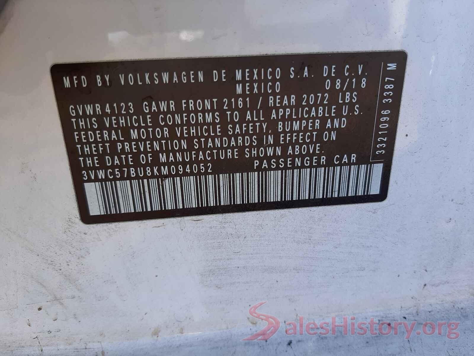 3VWC57BU8KM094052 2019 VOLKSWAGEN JETTA