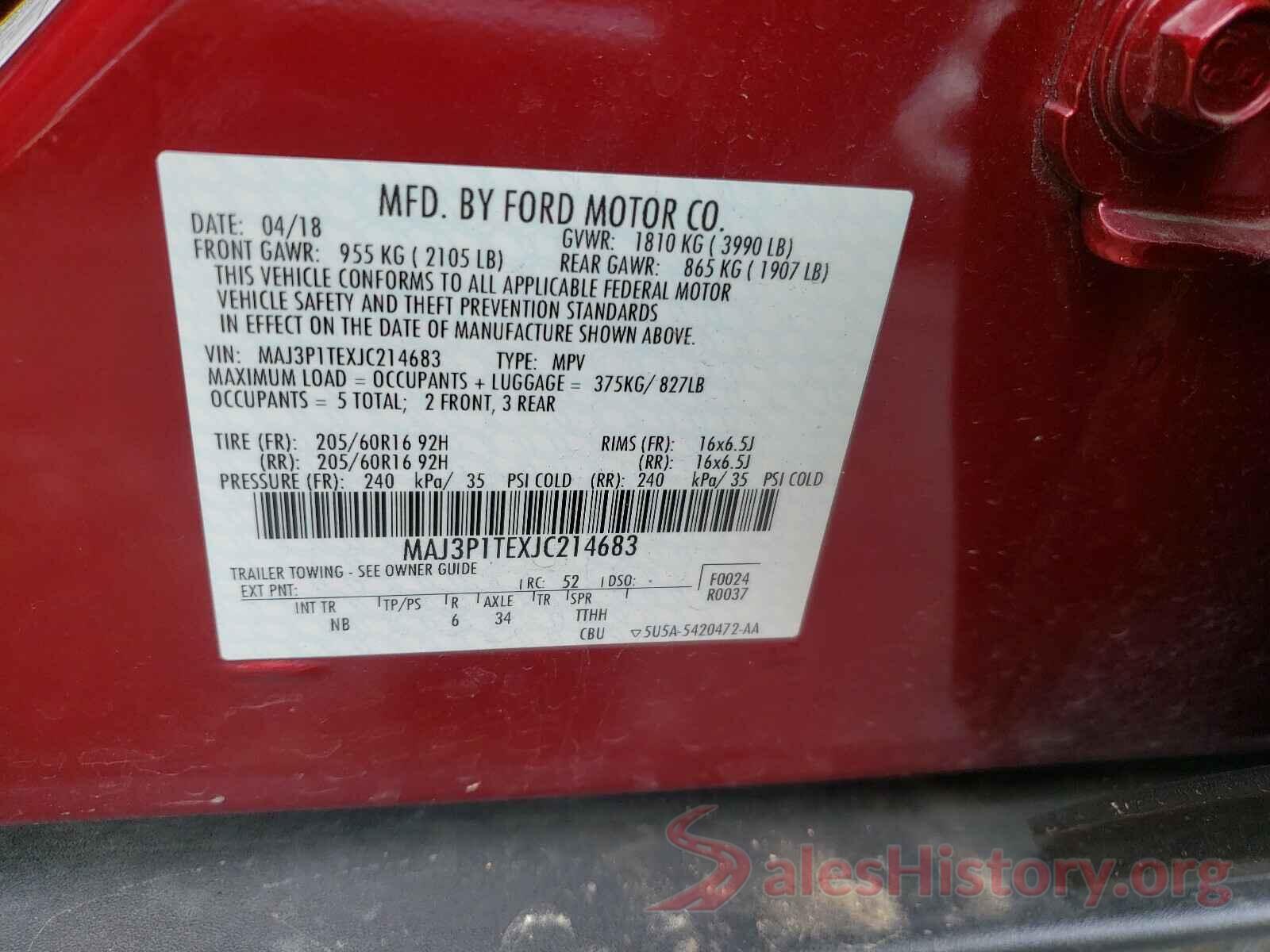 MAJ3P1TEXJC214683 2018 FORD ALL OTHER