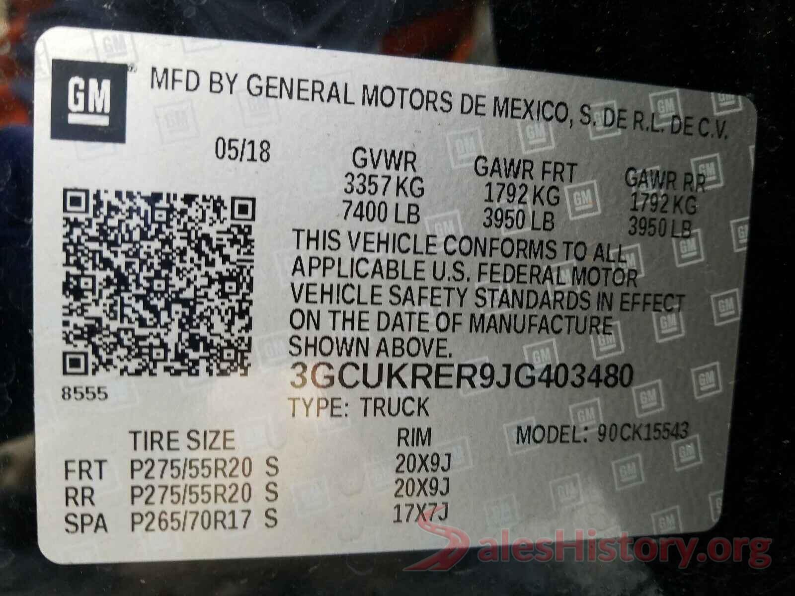 3GCUKRER9JG403480 2018 CHEVROLET SILVERADO