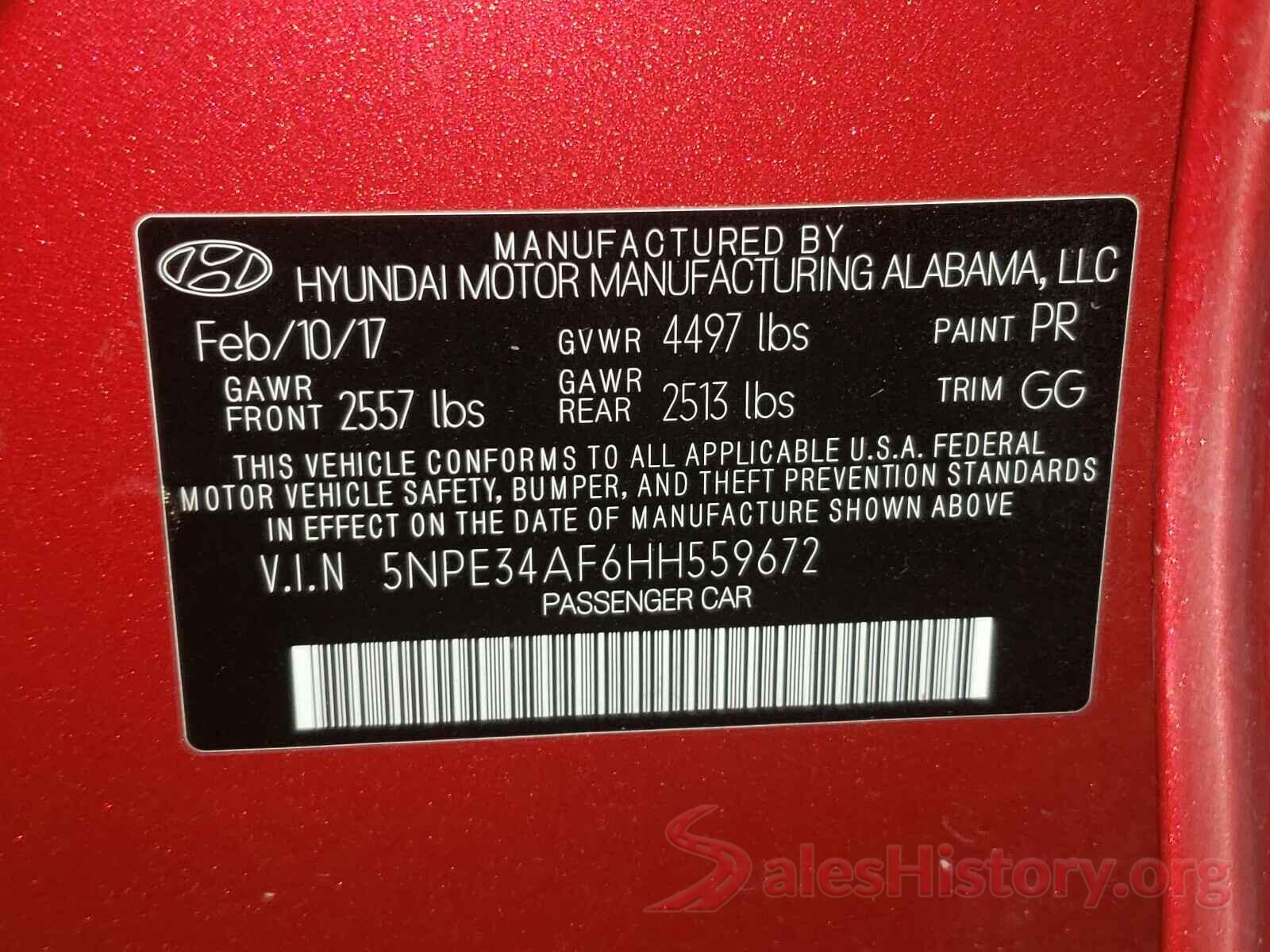 5NPE34AF6HH559672 2017 HYUNDAI SONATA